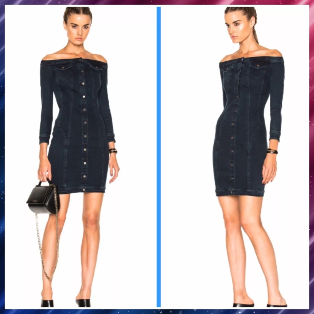 A.L.C Denim Off Shoulders Button Down Dress SZ 2 S - Picture 1 of 8